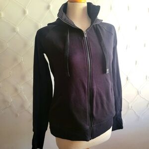 Athleta Sweat Jacket Hoodie In Black • Zip Up Front • Size Medium